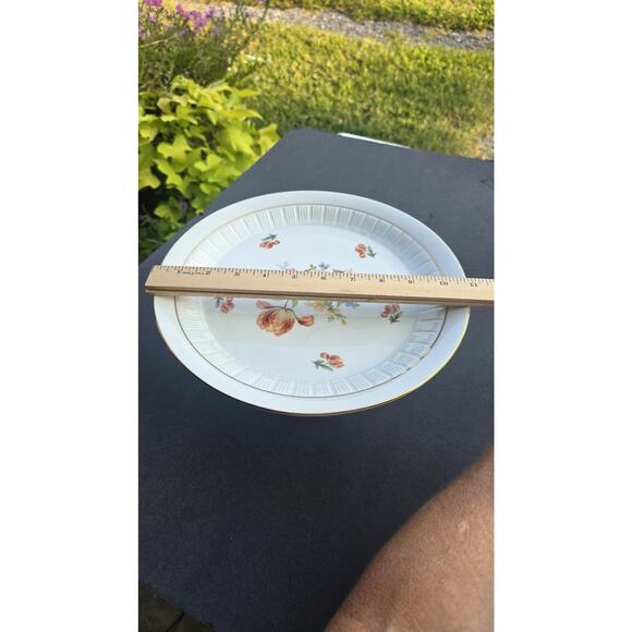 Vintage Henneberg Porzellan Pedestal Cake Plate Floral Gold Trim GDR Germany 11" - Picture 8 of 8